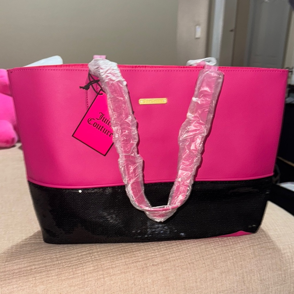 Juicy Couture Pink and Black Structured Tote